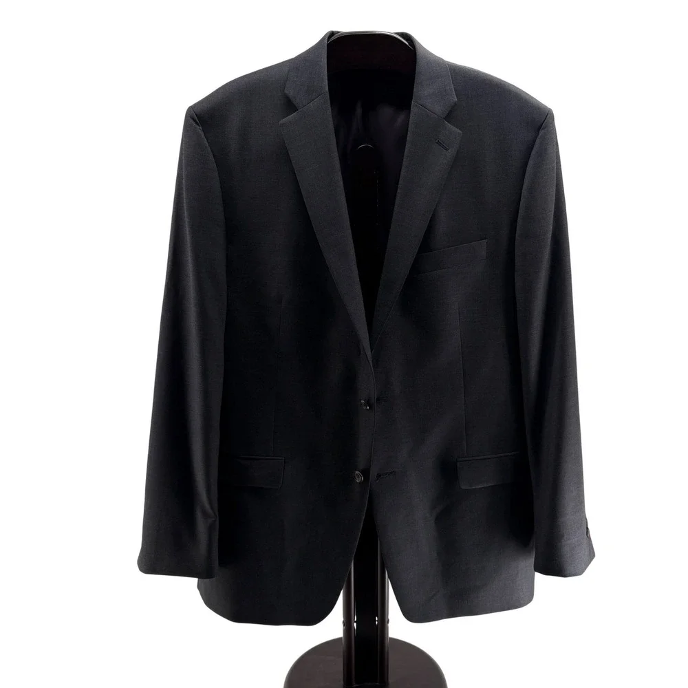 Lauren Ralph Lauren Mens 46L Charcoal Grey 100% Wool Two Button‎ Blazer Jacket